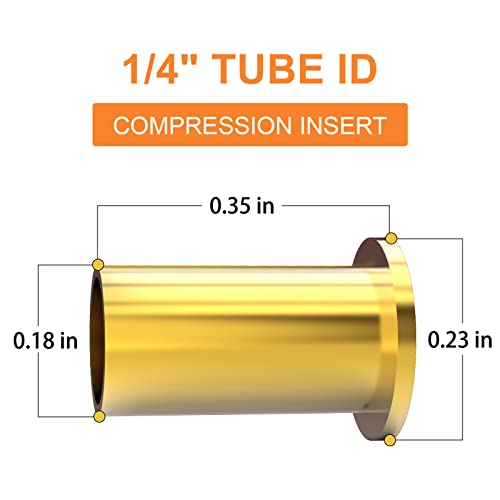 GASHER 200PCS Brass Compression Fitting Brass Compression Insert Tube Support 14 Tube OD - Image 3