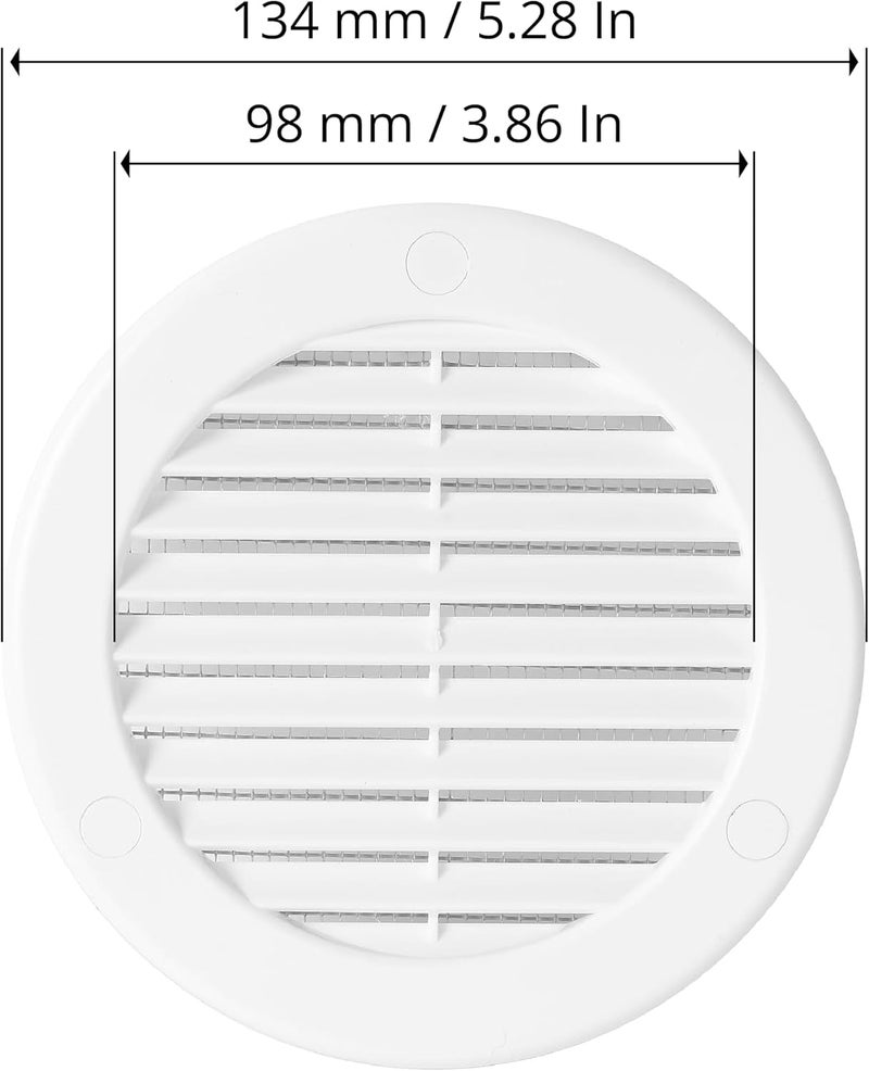 Awenta غطاء تهوية - فتحة تهوية سفلية مستديرة - شبكة تهوية - غطاء شبكي - شبكة حشرات مدمجة - تهوية HVAC (4 بوصة، أبيض) - Image 2