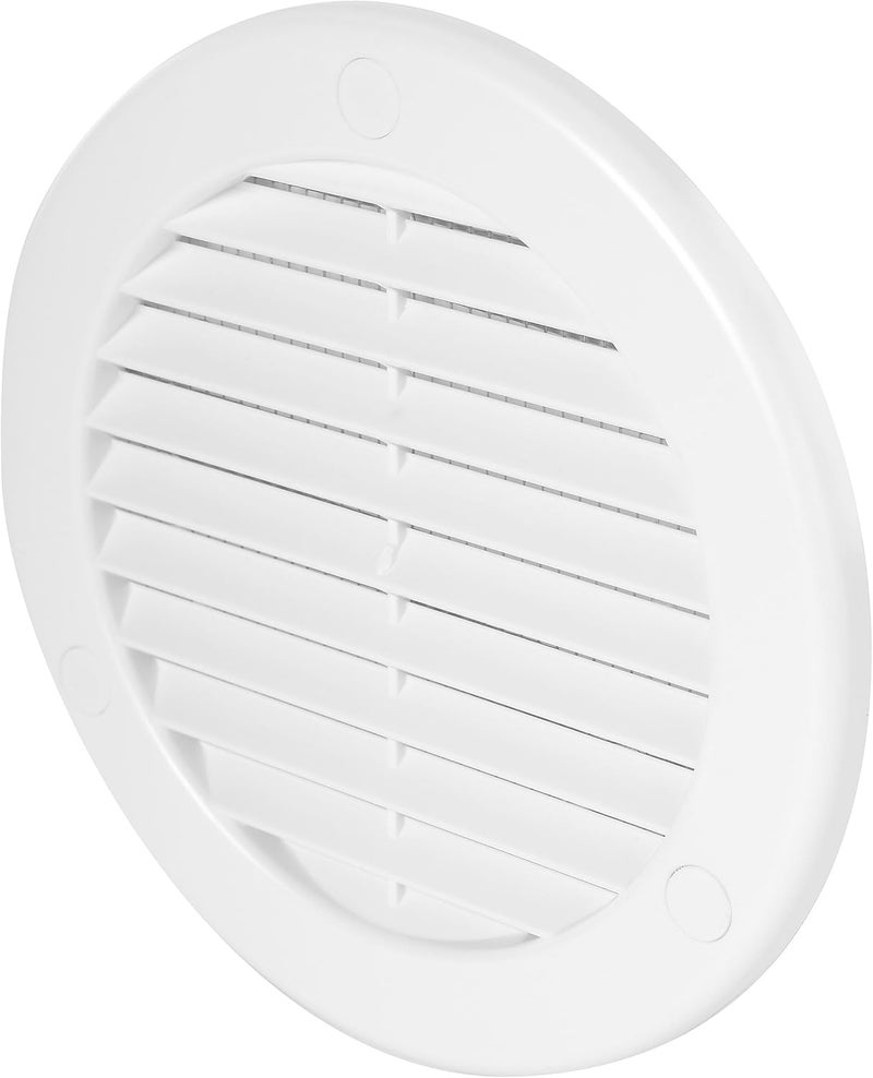 Awenta غطاء تهوية - فتحة تهوية سفلية مستديرة - شبكة تهوية - غطاء شبكي - شبكة حشرات مدمجة - تهوية HVAC (4 بوصة، أبيض) - Image 1