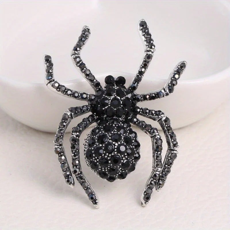 The Black Pearl Accessories Black Zirconic Spider Brooch - Image 2