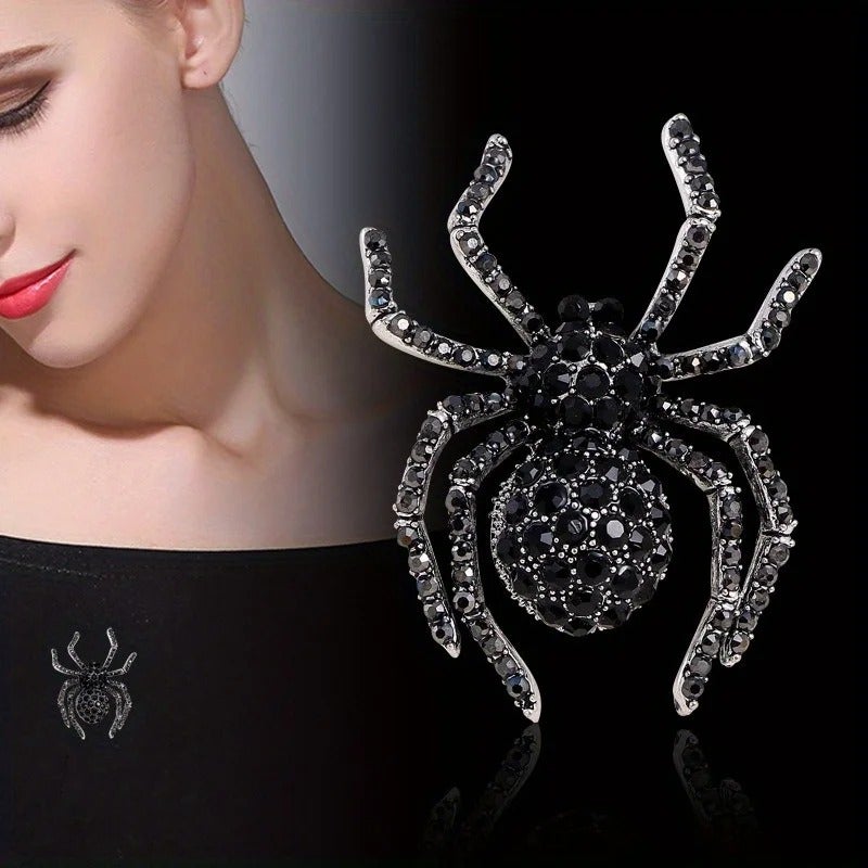 The Black Pearl Accessories Black Zirconic Spider Brooch - Image 4