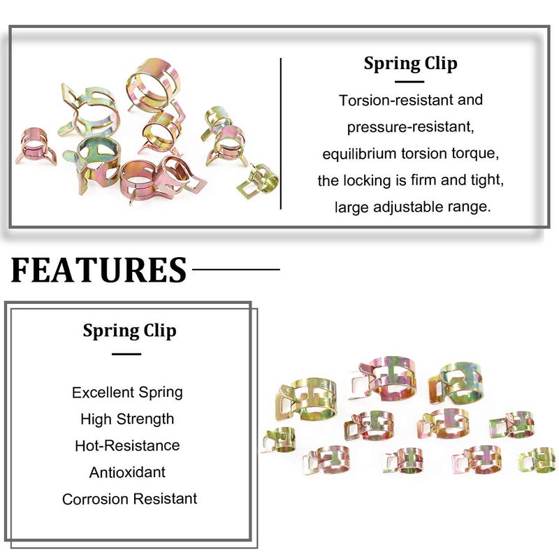 Rustark 55Pcs Spring Band Type Action Fuel Line Silicone Vacuum Hose Pipe Clamp Low Pressure Air Clip Clamps Fasteners Assortment Kit (5 x 7mm 8mm 9mm 10mm 11mm 12mm 13mm 14mm 15mm 16mm 17mm) - Image 5