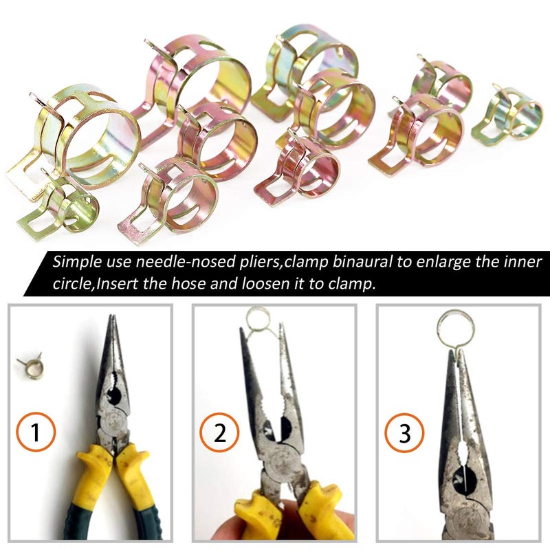 Rustark 55Pcs Spring Band Type Action Fuel Line Silicone Vacuum Hose Pipe Clamp Low Pressure Air Clip Clamps Fasteners Assortment Kit (5 x 7mm 8mm 9mm 10mm 11mm 12mm 13mm 14mm 15mm 16mm 17mm) - Image 4