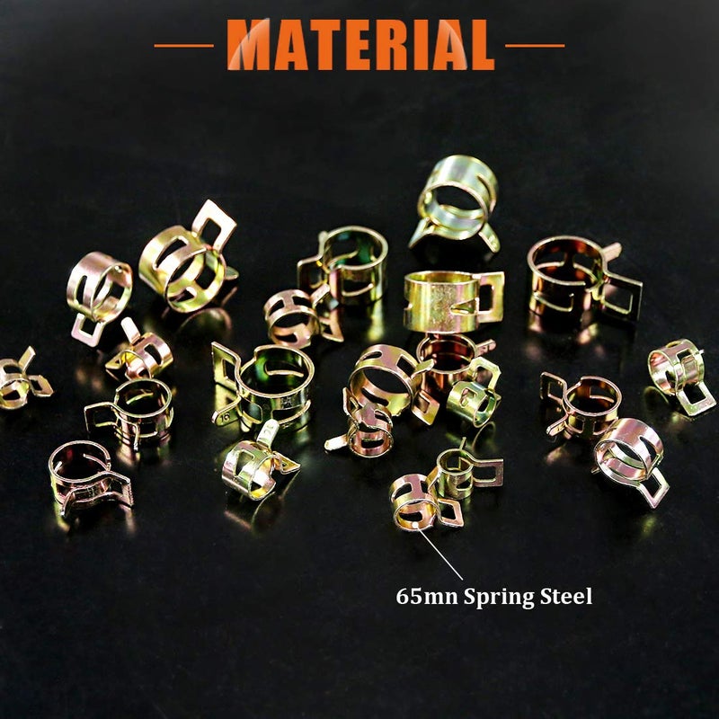 Rustark 55Pcs Spring Band Type Action Fuel Line Silicone Vacuum Hose Pipe Clamp Low Pressure Air Clip Clamps Fasteners Assortment Kit (5 x 7mm 8mm 9mm 10mm 11mm 12mm 13mm 14mm 15mm 16mm 17mm) - Image 3