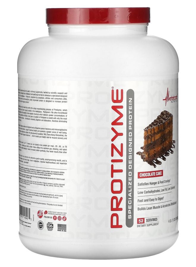 Metabolic Nutrition Protizyme Specialized Designed Protein Chocolate Cake 4 lb (1820 g) - Image 2