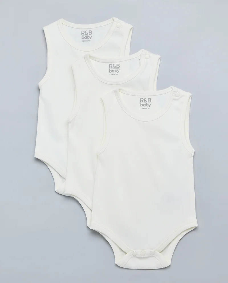 R&B 3 Pack Solid Sleeveless Bodysuits