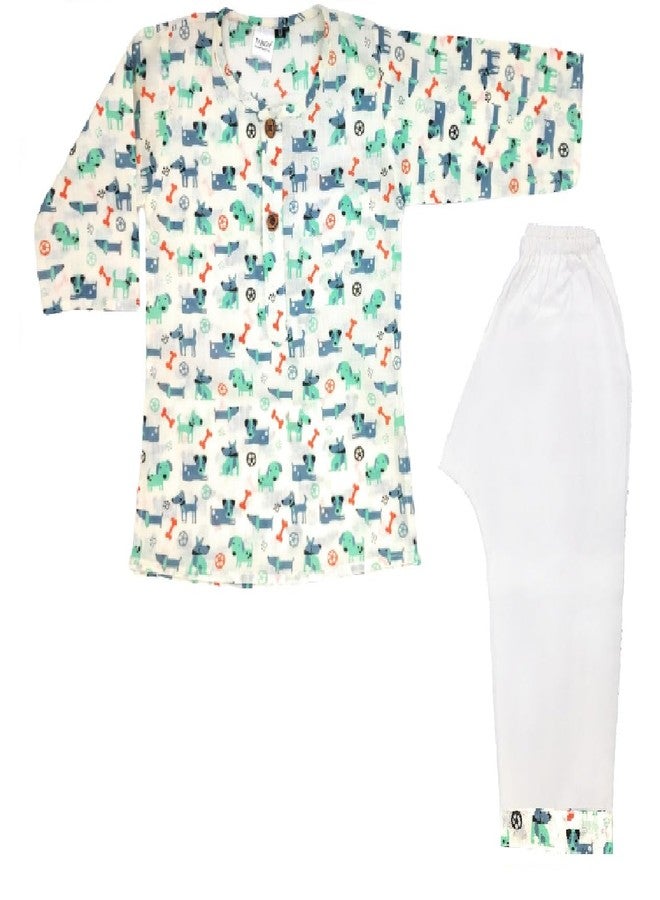 Tangy Printed Kurta Pyjama I Festive Kurta Kids (Print J, 4-5 Years) - Image 1