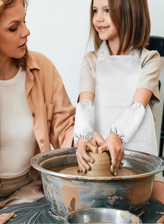 مجموعة مريلة طهاة للأطفال مع قبعة وأكمام، مريلة أطفال قابلة للتعديل مع جيبين للأولاد والبنات، مريلة طهاة للأطفال الصغار مريلة مطبخ وحديقة للطهي والخبز والرسم والحرف اليدوية (6-12 سنة) - Image 5