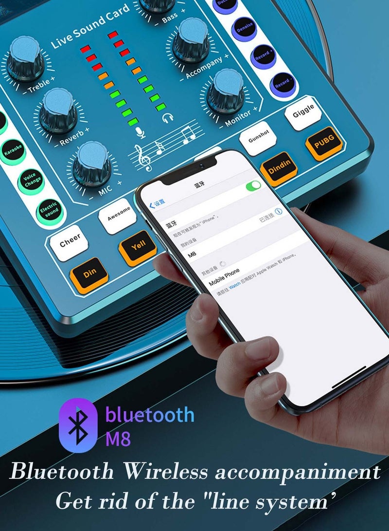 باور_لايف M8 بطاقة الصوت المباشرة رقاقة DSP اثني عشر الأصوات المحيطة أربعة أنواع من التغييرات الصوتية البث المباشر ل DJ خلاط تسجيل الموسيقى الغيتار TikTok Facebook YouTube USB Bluetooth - Image 5