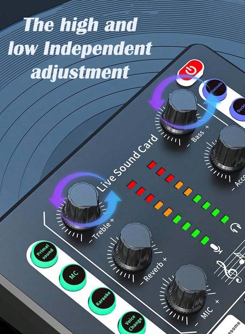 باور_لايف M8 بطاقة الصوت المباشرة رقاقة DSP اثني عشر الأصوات المحيطة أربعة أنواع من التغييرات الصوتية البث المباشر ل DJ خلاط تسجيل الموسيقى الغيتار TikTok Facebook YouTube USB Bluetooth - Image 4