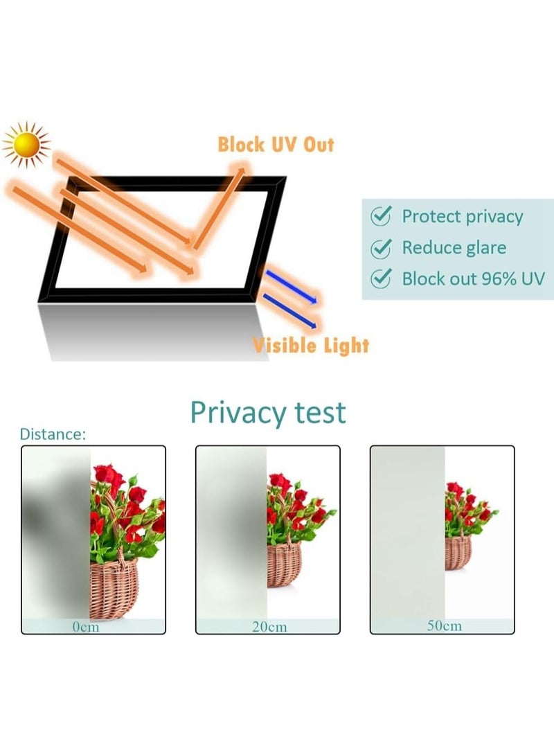 Window Film Privacy Film Frosted Decorative No Glue Self Static Cling Anti UV Removable for Home Living Room Bedroom Bathroom Kitchen Office (90cmx1 m)*2 - Image 5