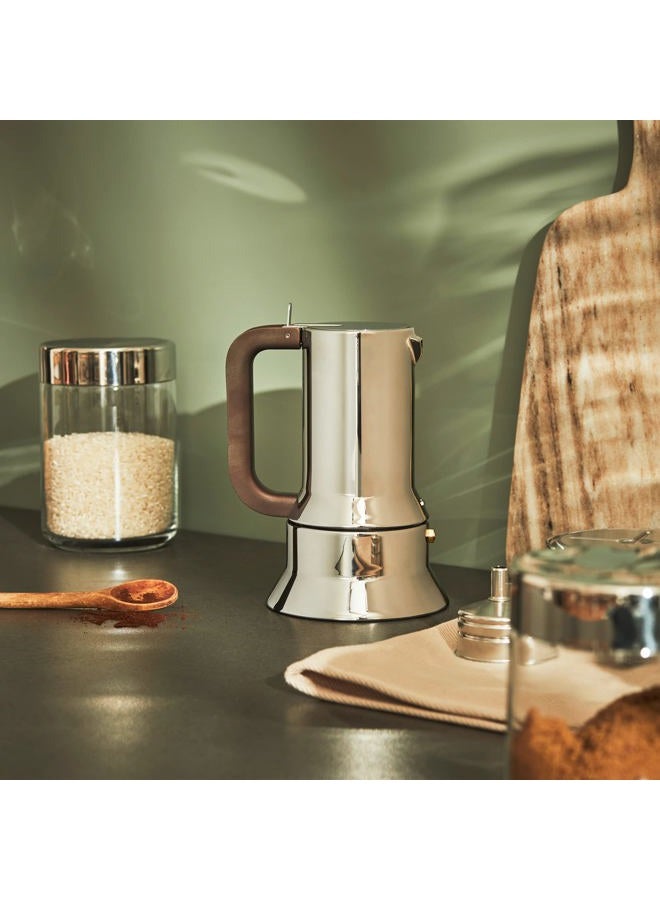ALESSI 6-Cup Espresso Coffee Maker in 18/10 Stainless Steel Mirror Polished with Magnetic Heat Diffusing Bottom, Silver - Image 5