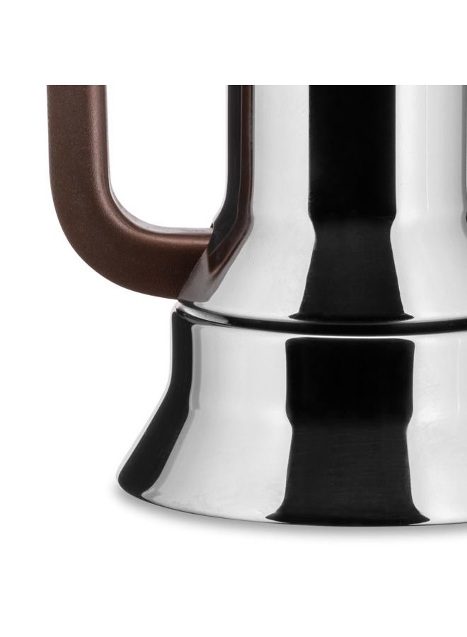 ALESSI 6-Cup Espresso Coffee Maker in 18/10 Stainless Steel Mirror Polished with Magnetic Heat Diffusing Bottom, Silver - Image 4