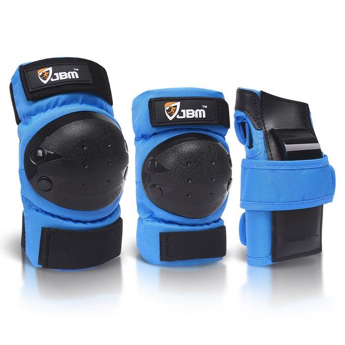 JBM international Adult / Child Knee Pads Elbow Pads Wrist Guards 3 In 1 Protective Gear Set, Blue, Youth / Child - Image 1