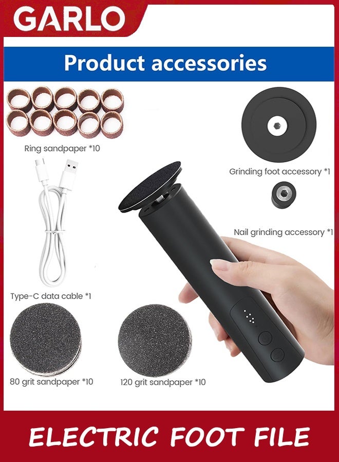 جارلو الكهربائية الكالوس إزالة للقدمين، كهربائية القدم ملف الأظافر طاحونة 2 في 1، القابلة لإعادة الشحن المهنية القدم Sander أداة Pedicure للقدمين الجلد الميت الجاف مع ورق الرمال القرص، 6 سرعة قابلة للتعديل - Image 5