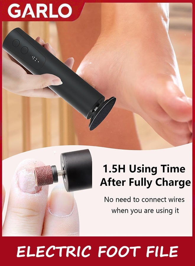 جارلو الكهربائية الكالوس إزالة للقدمين، كهربائية القدم ملف الأظافر طاحونة 2 في 1، القابلة لإعادة الشحن المهنية القدم Sander أداة Pedicure للقدمين الجلد الميت الجاف مع ورق الرمال القرص، 6 سرعة قابلة للتعديل - Image 2