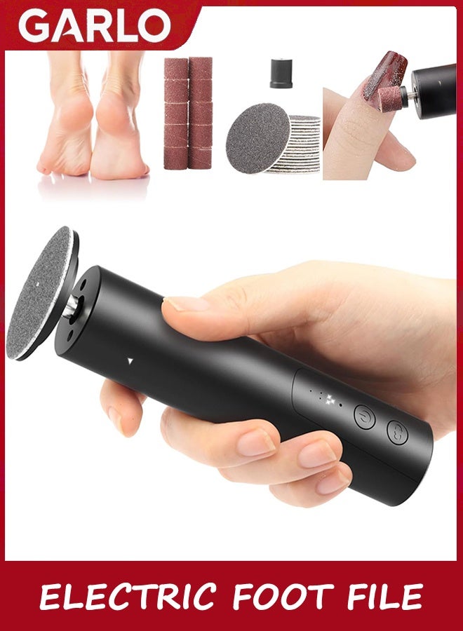 جارلو الكهربائية الكالوس إزالة للقدمين، كهربائية القدم ملف الأظافر طاحونة 2 في 1، القابلة لإعادة الشحن المهنية القدم Sander أداة Pedicure للقدمين الجلد الميت الجاف مع ورق الرمال القرص، 6 سرعة قابلة للتعديل - Image 1