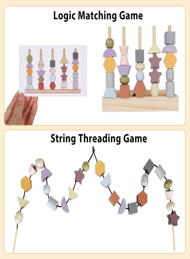 Vanplay Montessori Toys for 3 Year Old - Wooden Lacing Beads & Stacking Blocks Toys for 3 4 5 Year Old Girl Boy Easter Birthday Gifts, Preschool Learning Activities With Beads Sequencing Set for Kids Age 3+ - Image 3
