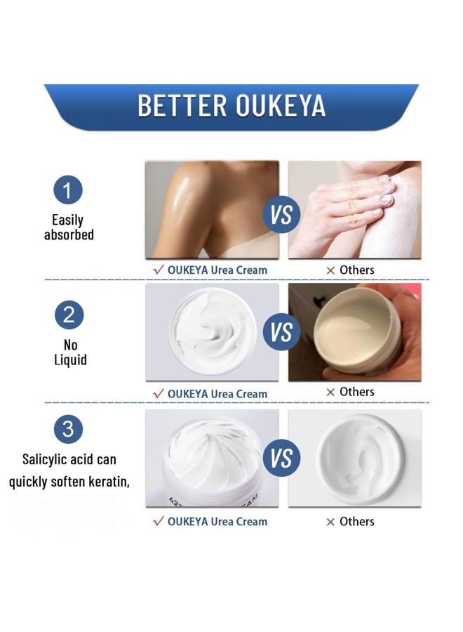 OUKEYA Urea Cream 42% plus Salicylic Acid 2%, Urea Foot Hand Cream for Dry Cracked Feet, Heels, Elbows, Salicylic Acid Cream for Deep Moisturizing,Removes Corns Calluses Dead Skin and Softens Toenails - Image 4