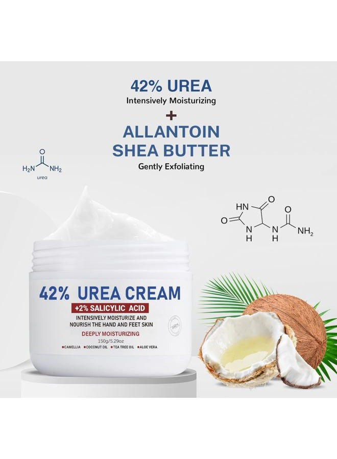 OUKEYA Urea Cream 42% plus Salicylic Acid 2%, Urea Foot Hand Cream for Dry Cracked Feet, Heels, Elbows, Salicylic Acid Cream for Deep Moisturizing,Removes Corns Calluses Dead Skin and Softens Toenails - Image 2