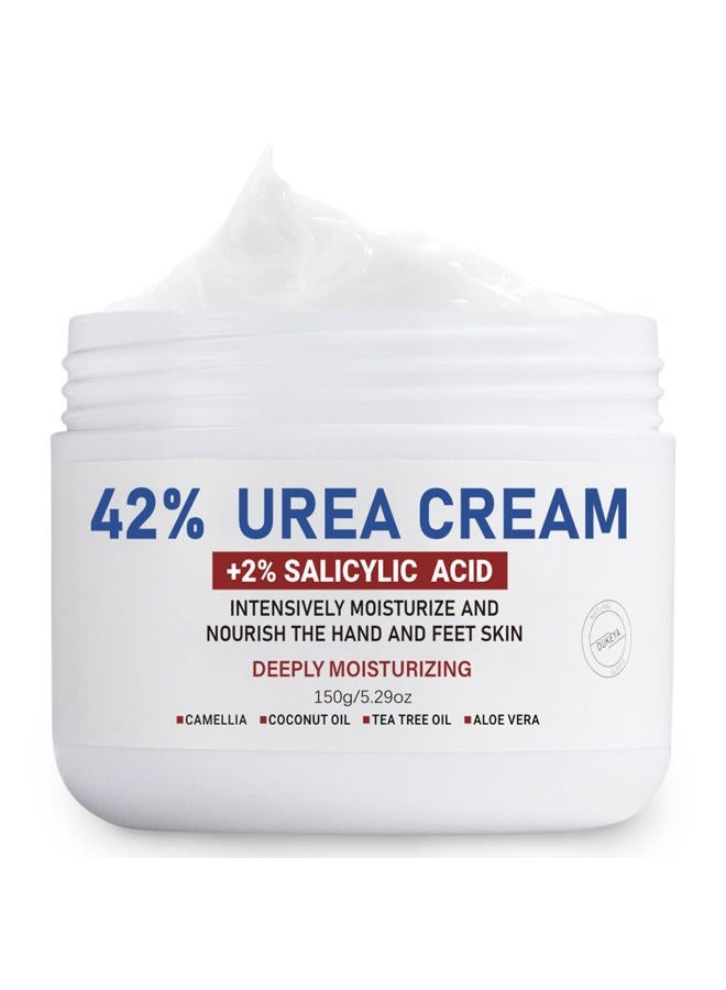 OUKEYA Urea Cream 42% plus Salicylic Acid 2%, Urea Foot Hand Cream for Dry Cracked Feet, Heels, Elbows, Salicylic Acid Cream for Deep Moisturizing,Removes Corns Calluses Dead Skin and Softens Toenails - Image 1