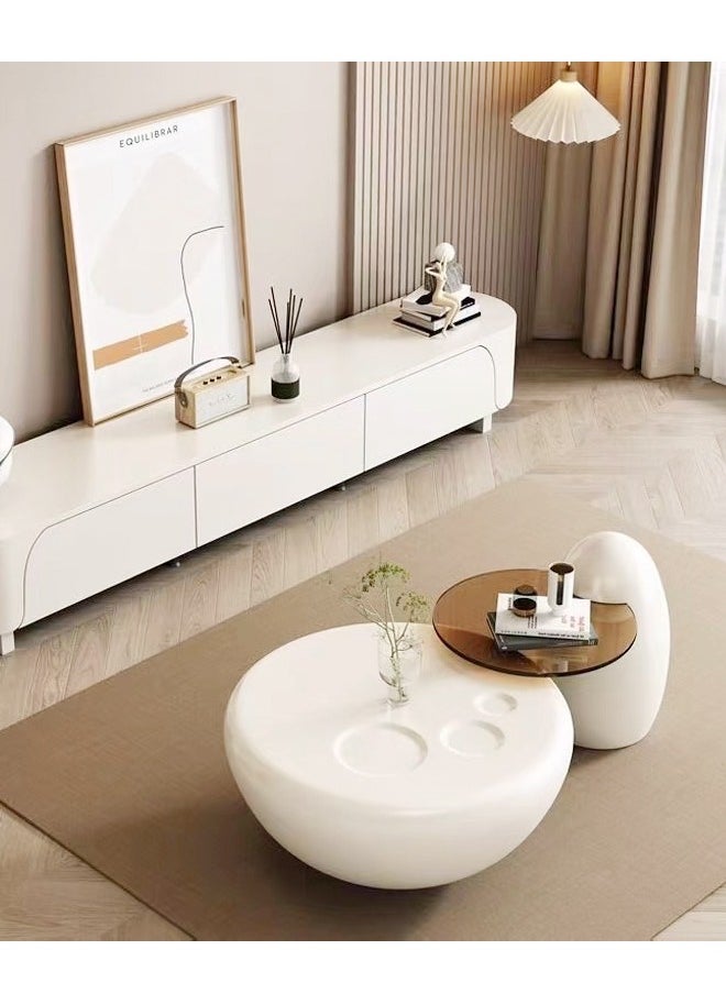 fashionhome - Set of 2 Multifunction Modern Luxury Design Coffee Table Set Creative Claw Shape Side Table Glass Round End Table Center Table for Living Room Home Office Furniture 82 x 39 and 55 x 50 cm (Fully Assembled) - Image 1