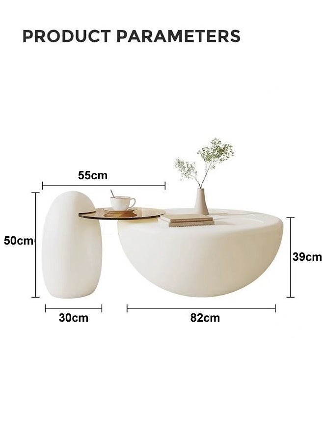 fashionhome - Set of 2 Multifunction Modern Luxury Design Coffee Table Set Creative Claw Shape Side Table Glass Round End Table Center Table for Living Room Home Office Furniture 82 x 39 and 55 x 50 cm (Fully Assembled) - Image 1