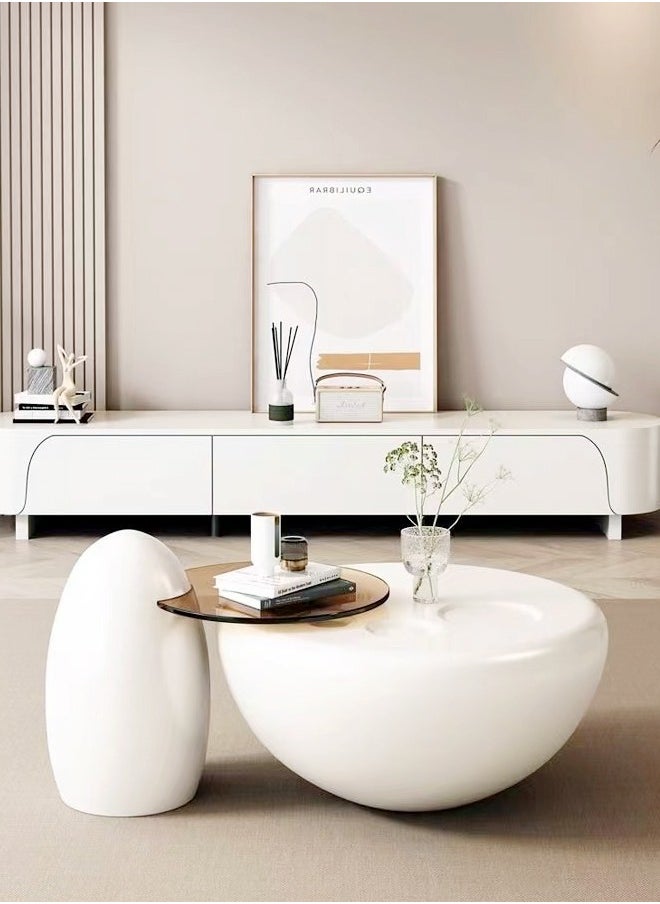 fashionhome - Set of 2 Multifunction Modern Luxury Design Coffee Table Set Creative Claw Shape Side Table Glass Round End Table Center Table for Living Room Home Office Furniture 82 x 39 and 55 x 50 cm (Fully Assembled) - Image 1