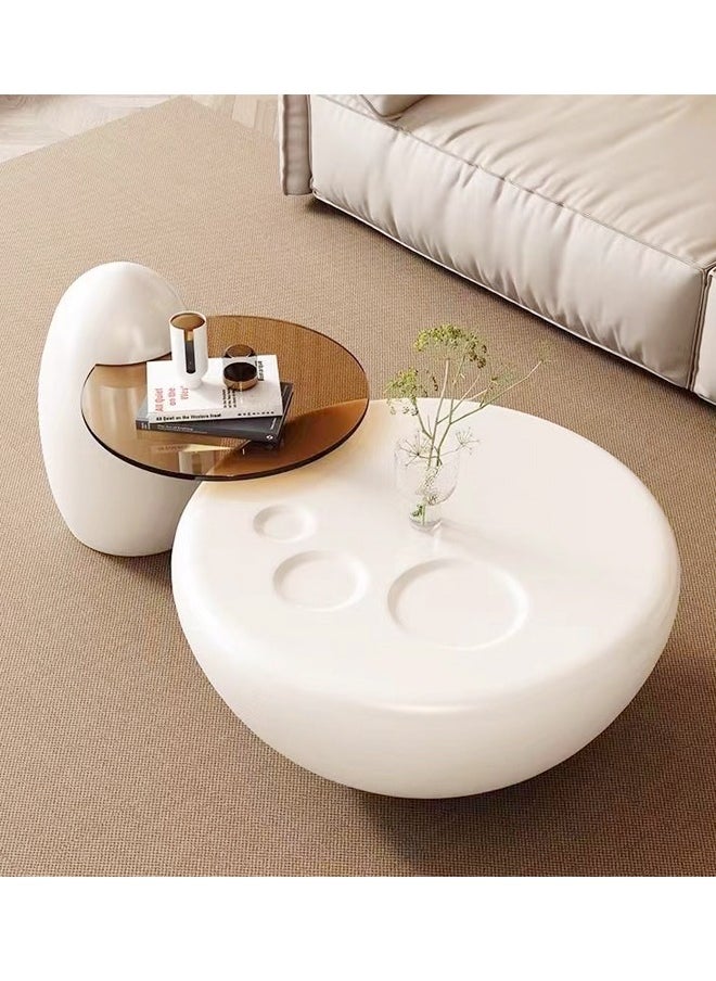 fashionhome - Set of 2 Multifunction Modern Luxury Design Coffee Table Set Creative Claw Shape Side Table Glass Round End Table Center Table for Living Room Home Office Furniture 82 x 39 and 55 x 50 cm (Fully Assembled) - Image 1