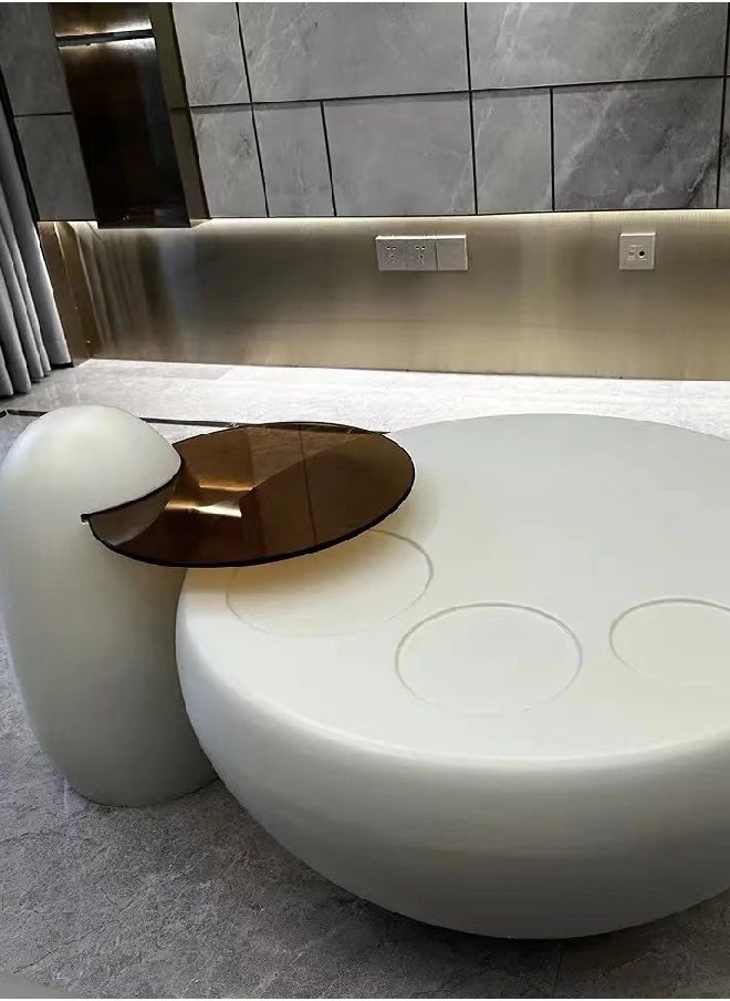 fashionhome - Set of 2 Multifunction Modern Luxury Design Coffee Table Set Creative Claw Shape Side Table Glass Round End Table Center Table for Living Room Home Office Furniture 82 x 39 and 55 x 50 cm (Fully Assembled) - Image 1
