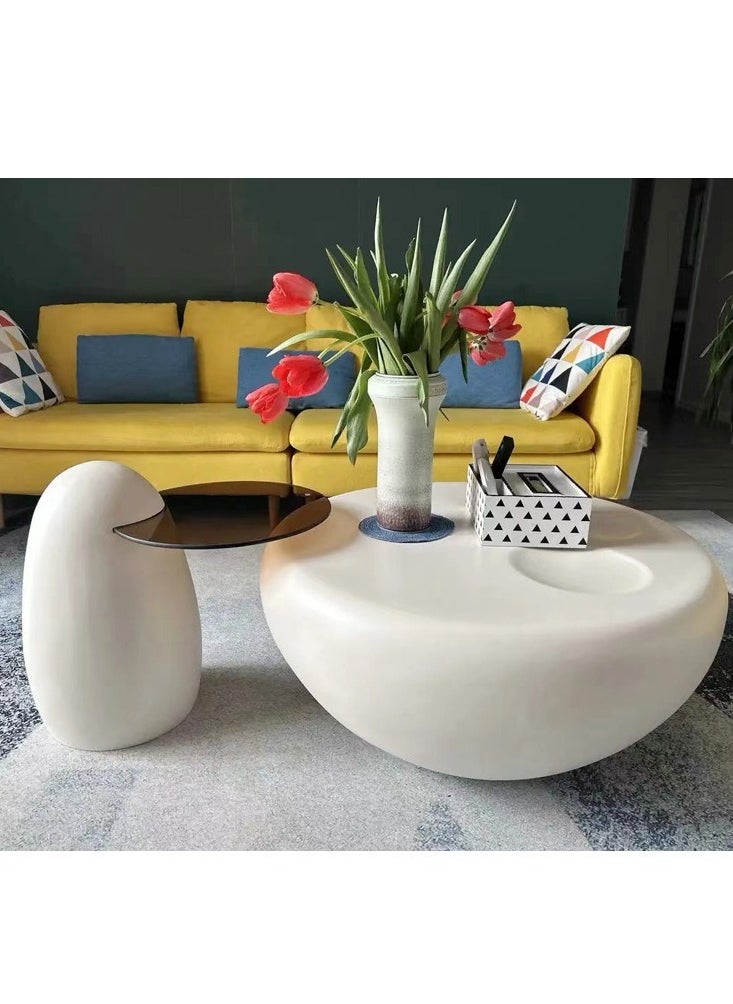fashionhome - Set of 2 Multifunction Modern Luxury Design Coffee Table Set Creative Claw Shape Side Table Glass Round End Table Center Table for Living Room Home Office Furniture 82 x 39 and 55 x 50 cm (Fully Assembled) - Image 1