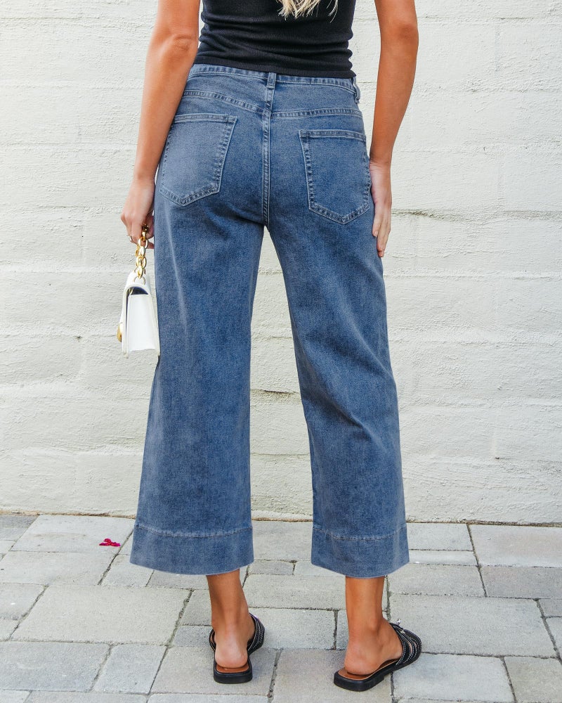 GRAPENT Denim Capris High Waisted Womens Denim Capris for Summer Cropped Jeans for Women Baggy Wide Leg Jeans for Women Womens Baggy Jeans Jeans Baggy Color Reef Blue XX-Large Size 20 to 22 - Image 2