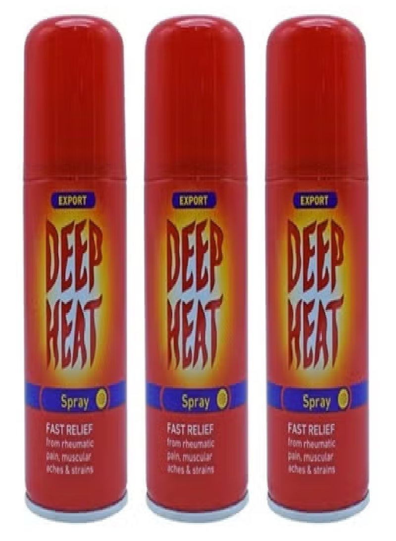 DEEP HEAT Pack Of 3 Fast Relief Spray 3X150ml - Image 1