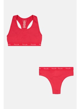 French Connection Women 2 Piece Non Padded Bralette With Pantie, Pink  - Image 1