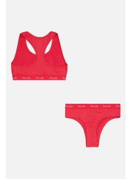 French Connection Women 2 Piece Non Padded Bralette With Pantie, Pink  - Image 2
