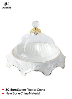 Life Smile LIFE SMILE Cake Stand with Lid - Multifunctional Serving Dish and Cake Plate,Use as Salad Bowl/Veggie Platter/Punch bowl/Desert Platter/Nachos & Salsa Plate  - Image 2
