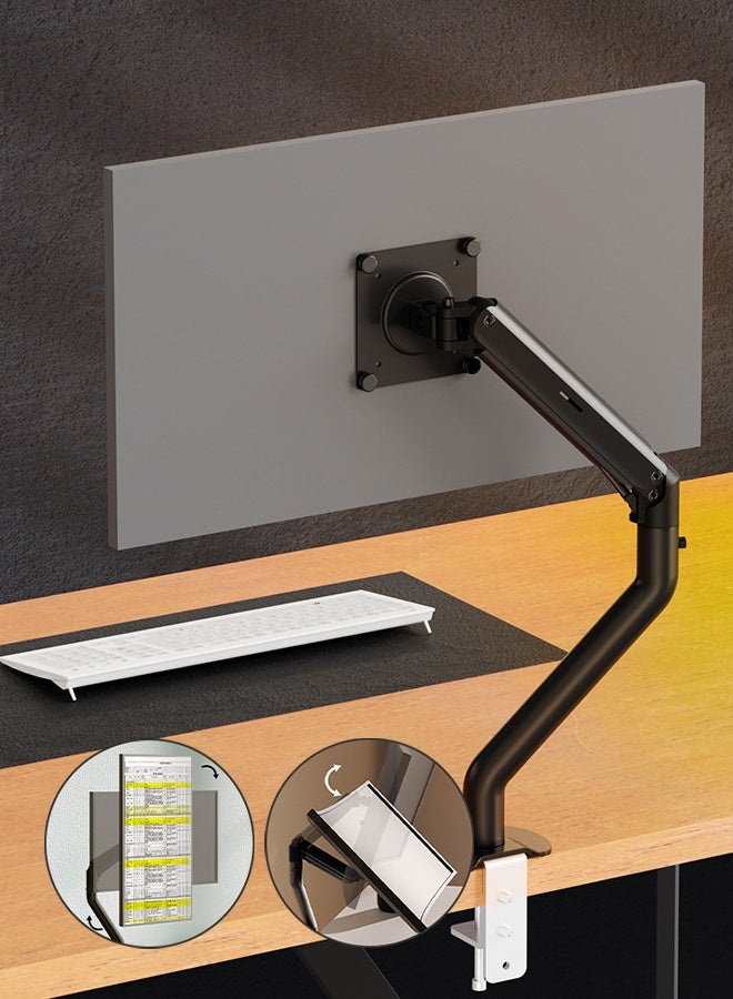 Monitor Mount Adjustable Single Arm Stand, Air Pressure Drive Spring Monitor Arm Stand for Desk, Full Motion Swivel for 15 to 32 Inch Computer - Image 2