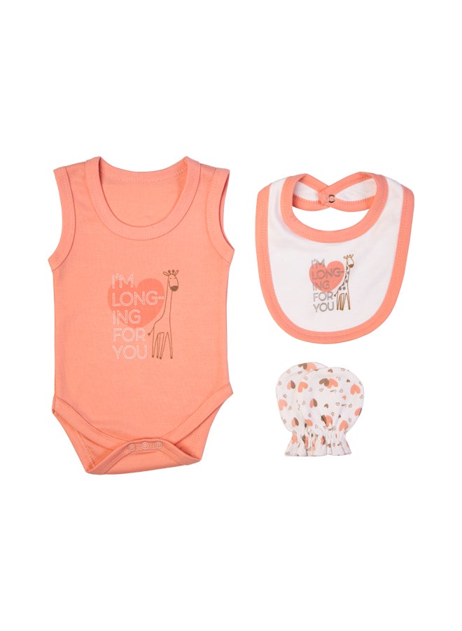 7 Piece Unisex 100% Cotton Gift Set Include Bib, Blanket, Mitten, Cap, Romper, Top And Bottom Set, Pink