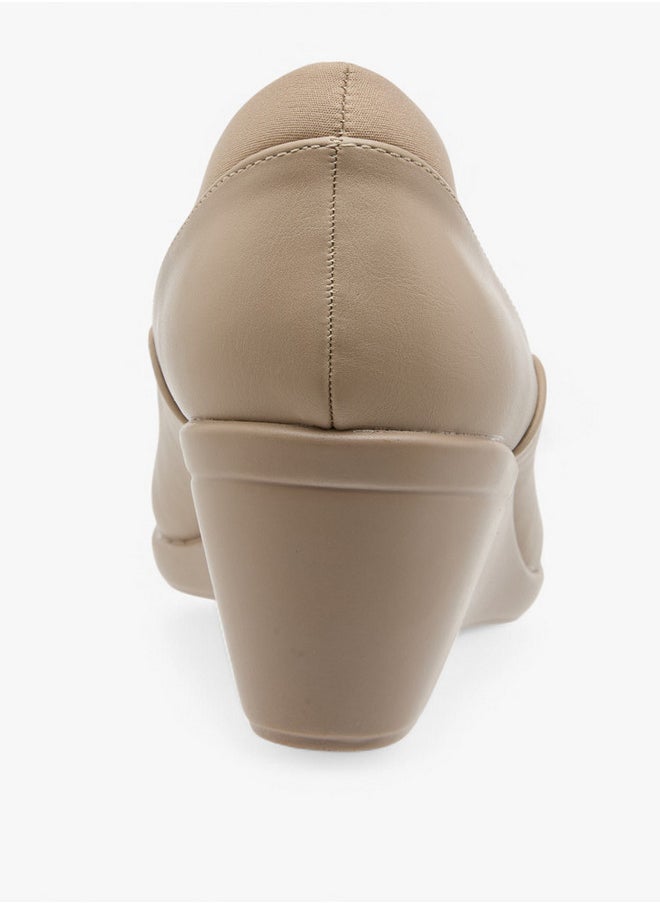 Flora Bella By Shoexpress Solid Slip-On Comfort Shoes with Wedge Heels  - Image 5