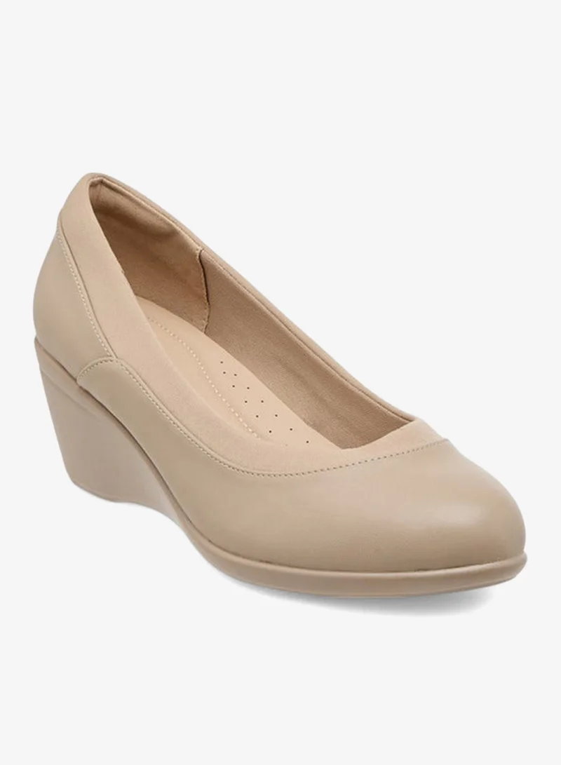 Flora Bella By Shoexpress Solid Slip-On Comfort Shoes with Wedge Heels