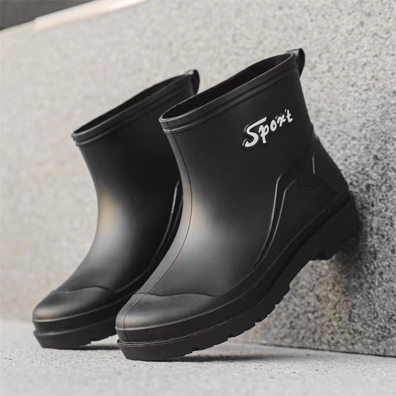 Men'S Rain Shoes Short Barrel Korean-Style Non-Slip Rinting Rain Boots Fleece-Lined Water Boots Kitchen Work Water Shoes Short Barrel Rubber Shoes - Image 5