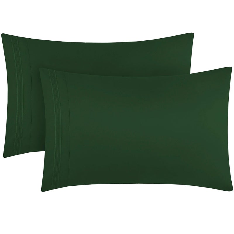 Mellanni Pillow Cases - Luxury, Extra Soft, Cooling Pillow Covers - 2 PC Iconic Collection Pillowcases - Envelope Closure (King 20" x 40", Emerald Green) - Image 1
