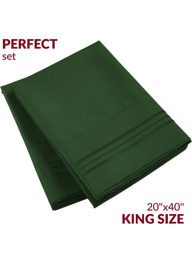 Mellanni Pillow Cases - Luxury, Extra Soft, Cooling Pillow Covers - 2 PC Iconic Collection Pillowcases - Envelope Closure (King 20" x 40", Emerald Green) - Image 4