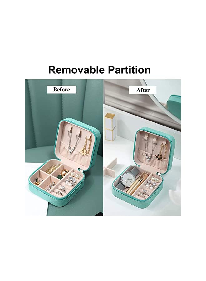 The Bros Portable Jewelry Organizer, 2 Layer Display Storage Layer Jewelry Box Organizer Storage Case for Women Girls Necklace Earring Rings Sparkle Jewelry Holder Case, Green, 10 * 10 * 5cm - Image 4