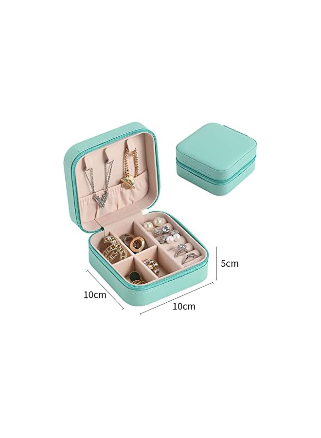 The Bros Portable Jewelry Organizer, 2 Layer Display Storage Layer Jewelry Box Organizer Storage Case for Women Girls Necklace Earring Rings Sparkle Jewelry Holder Case, Green, 10 * 10 * 5cm - Image 2