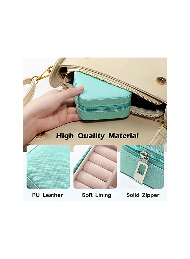 The Bros Portable Jewelry Organizer, 2 Layer Display Storage Layer Jewelry Box Organizer Storage Case for Women Girls Necklace Earring Rings Sparkle Jewelry Holder Case, Green, 10 * 10 * 5cm - Image 3