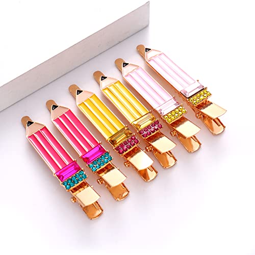 HZEYN Pencil Hair Clip - 6 Pack Teacher Hair Clips Funny Pencil Hair Clips Back To Shool Hair Accessories for Teachers Student - Image 4