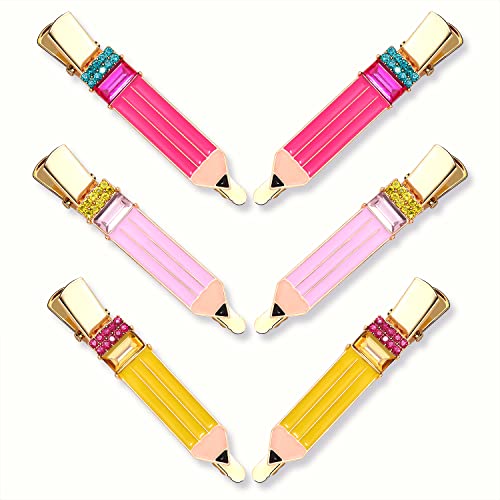 HZEYN Pencil Hair Clip - 6 Pack Teacher Hair Clips Funny Pencil Hair Clips Back To Shool Hair Accessories for Teachers Student - Image 1