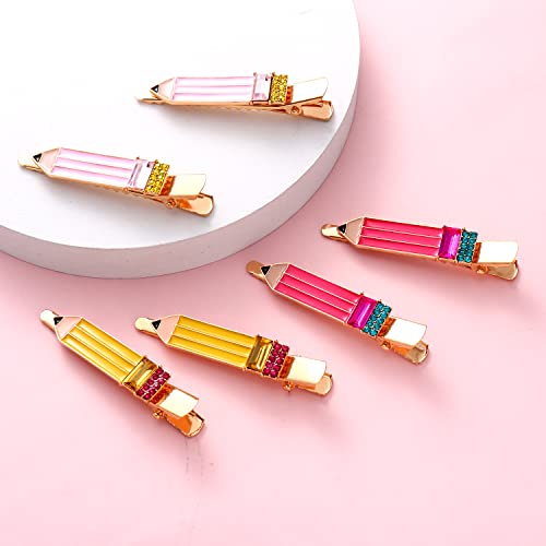 HZEYN Pencil Hair Clip - 6 Pack Teacher Hair Clips Funny Pencil Hair Clips Back To Shool Hair Accessories for Teachers Student - Image 5