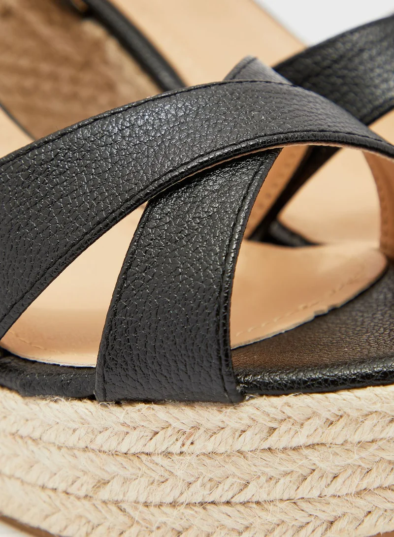 ELLA Cross Strap Espadrille Wedge Sandals